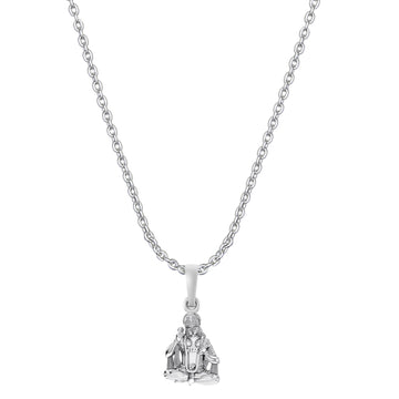 God Hanuman Chain Pendant (Pendant with Anchor Chain- 22 inches) for Men & Women Pure Silver Lord bajrang bali Chain Locket for Good Health & Wealth