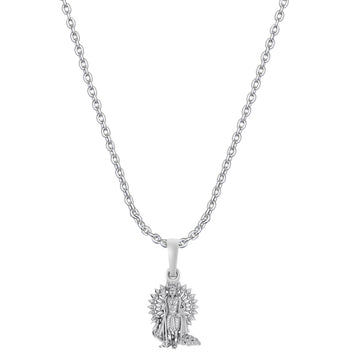 Akshat Sapphire Sterling Silver (92.5% purity) God Kartikeya Chain Pendant (Pendant with Anchor Chain-22 inches) for Men & Women Pure Silver Lord Kartikeya Chain Locket for Good Health & Wealth