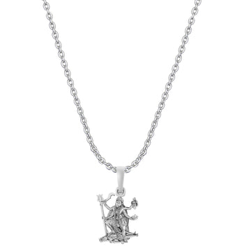Akshat Sapphire Sterling Silver (92.5% purity) Goddees Kaali Maa Chain Pendant (Pendant with Anchor Chain-22 inches) for Men & Women Pure Silver Kaali Maa Chain Locket for Good Health & Wealth