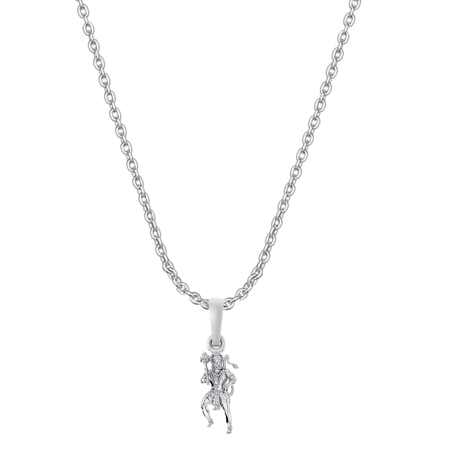 God Hanuman Chain Pendant (Pendant with Anchor Chain- 22 inches) for Men & Women Pure Silver Lord bajrang bali Chain Locket for Good Health & Wealth