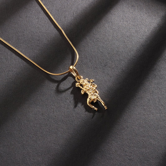 22KT Gold Plated God Hanuman Chain Pendant (Locket with Anchor Chain- 22 inches) for Men & Women