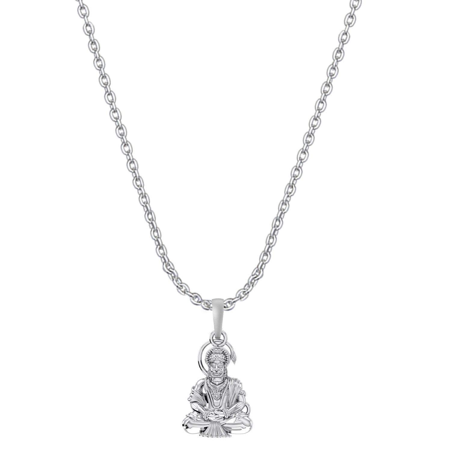 God Hanuman Chain Pendant (Pendant with Anchor Chain- 22 inches) for Men & Women Pure Silver Lord bajrang bali Chain Locket for Good Health & Wealth
