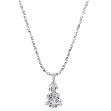 God Hanuman Chain Pendant (Pendant with Anchor Chain- 22 inches) for Men & Women Pure Silver Lord bajrang bali Chain Locket for Good Health & Wealth