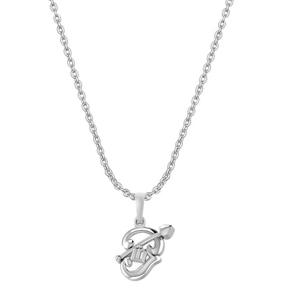Akshat Sapphire Sterling Silver (92.5% purity) Spiritual OM Chain Pendant (Pendant with Anchor Chain-22 inches) for Men & Women Pure Silver Divine OM Chain Locket for Health & Wealth