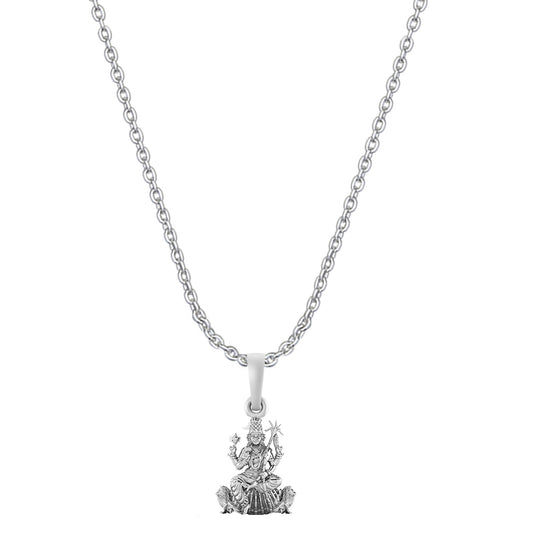 Goddess Maa Kamakshii Chain Pendant (Pendant with Anchor Chain-22 inches) for Men & Women Pure Silver Lord Ma Kanchi Kamakshi Devi Chain Locket Kanchipuram for Good Health & Wealth