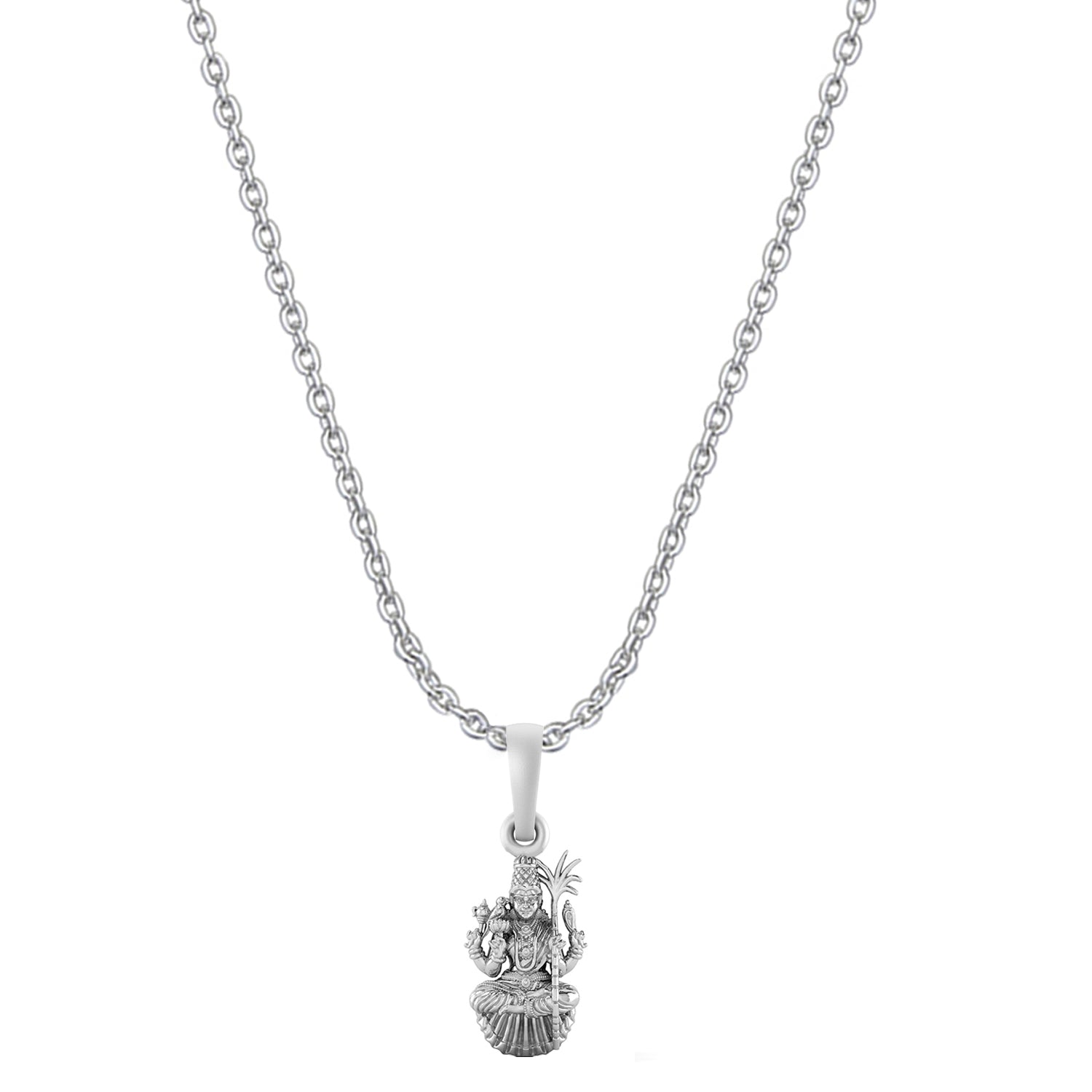 Goddess Maa Lalitha Parameswari Chain Pendant (Pendant with Anchor Chain-22 inches) for Men & Women Pure Silver Lord Ma Lalita Sahasranamam Tripura Sundari chain Locket for Good Health & Wealth