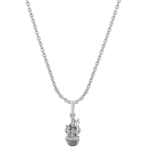 Goddess Maa Lalitha Parameswari Chain Pendant (Pendant with Anchor Chain-22 inches) for Men & Women Pure Silver Lord Ma Lalita Sahasranamam Tripura Sundari chain Locket for Good Health & Wealth