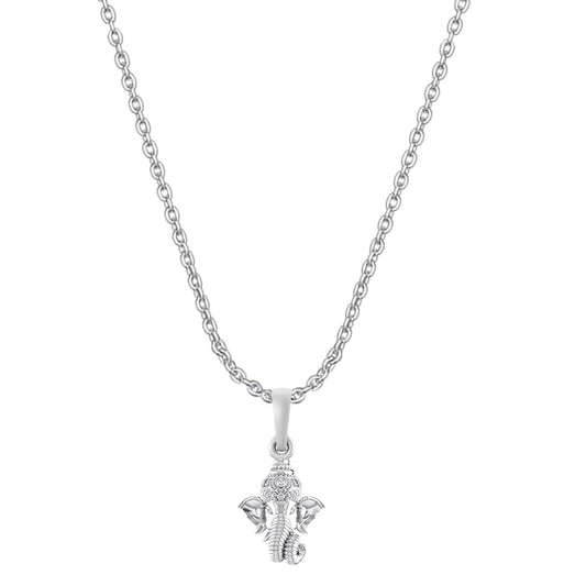 Akshat Sapphire Sterling Silver (92.5% purity) God Ganesha Chain Pendant (Pendant with Anchor Chain-22 inches) for Men & Women Pure Silver Lord Ganapathy Chain Locket for Good Health & Wealth