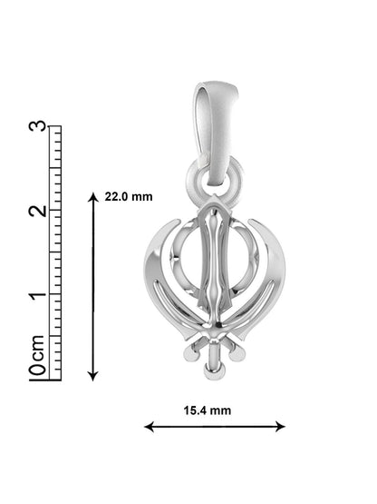 Akshat Sapphire Sterling Silver (92.5% purity) Sikh Khanda Symbol chain Pendant (Pendant with Anchor Chain-22 inches) for Men and Women Pure Silver spiritual Punjabi Sikh Sardar khanda symbol chain Locket for Good Luck, Health & Wealth