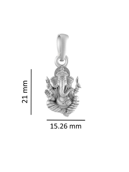 Akshat Sapphire Sterling Silver (92.5% purity) God Ganesha Chain Pendant (Pendant with Anchor Chain-22 inches) for Men & Women Pure Silver Lord Ganapathy Chain Locket for Good Health & Wealth