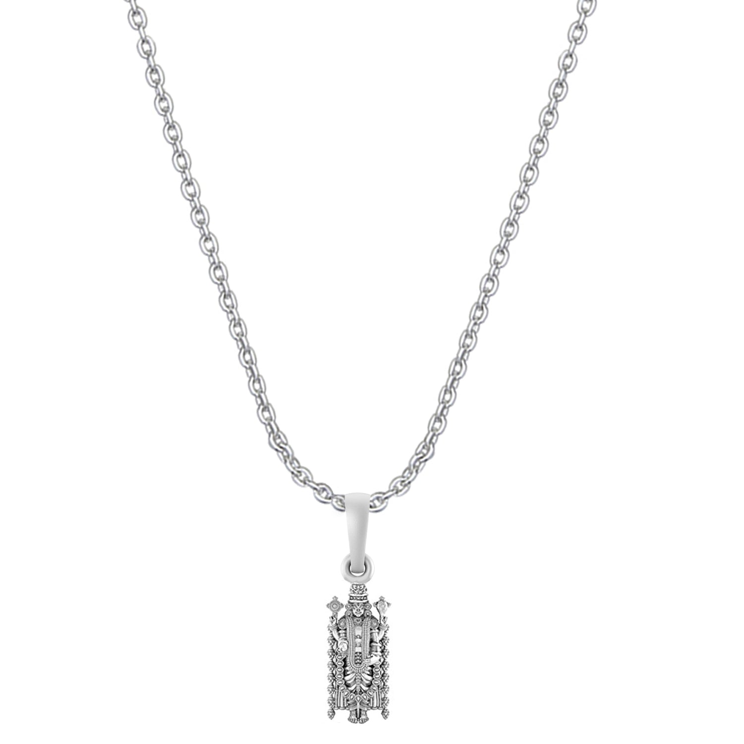 Akshat Sapphire Sterling Silver (92.5% purity) God Tirupati Bala Ji Chain Pendant (Pendant with Anchor Chain-22 inches) for Men & Women Pure Silver Lord Bala Ji Chain Locket for Good Health & Wealth