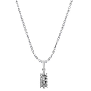 Akshat Sapphire Sterling Silver (92.5% purity) God Tirupati Bala Ji Chain Pendant (Pendant with Anchor Chain-22 inches) for Men & Women Pure Silver Lord Bala Ji Chain Locket for Good Health & Wealth