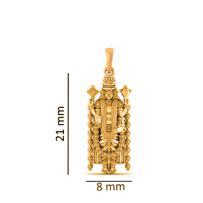22KT Gold Plated Sterling Silver (92.5% Purity) Pure Silver God Tirupati Bala Ji Chain Pendant (Locket with Anchor Chain-22 inches) for Men & Women