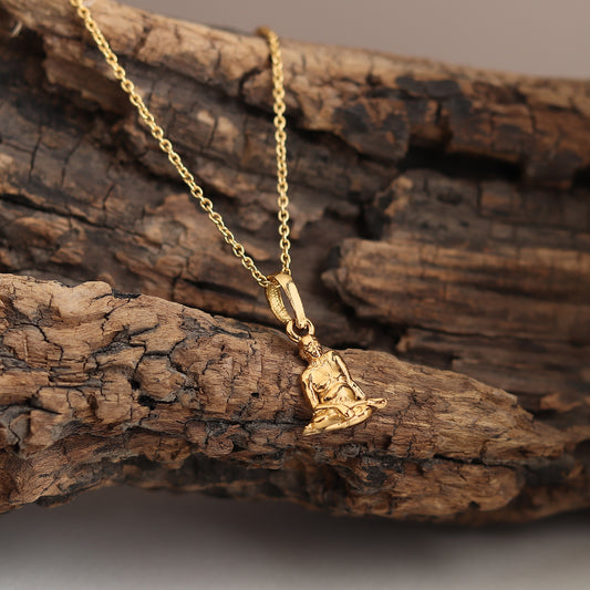 22KT Gold Plated Silver (92.5% Purity) Pure Silver Spiritual Swami Samarth Chain Pendant (Locket with Anchor Chain-22 inches) for Men and women