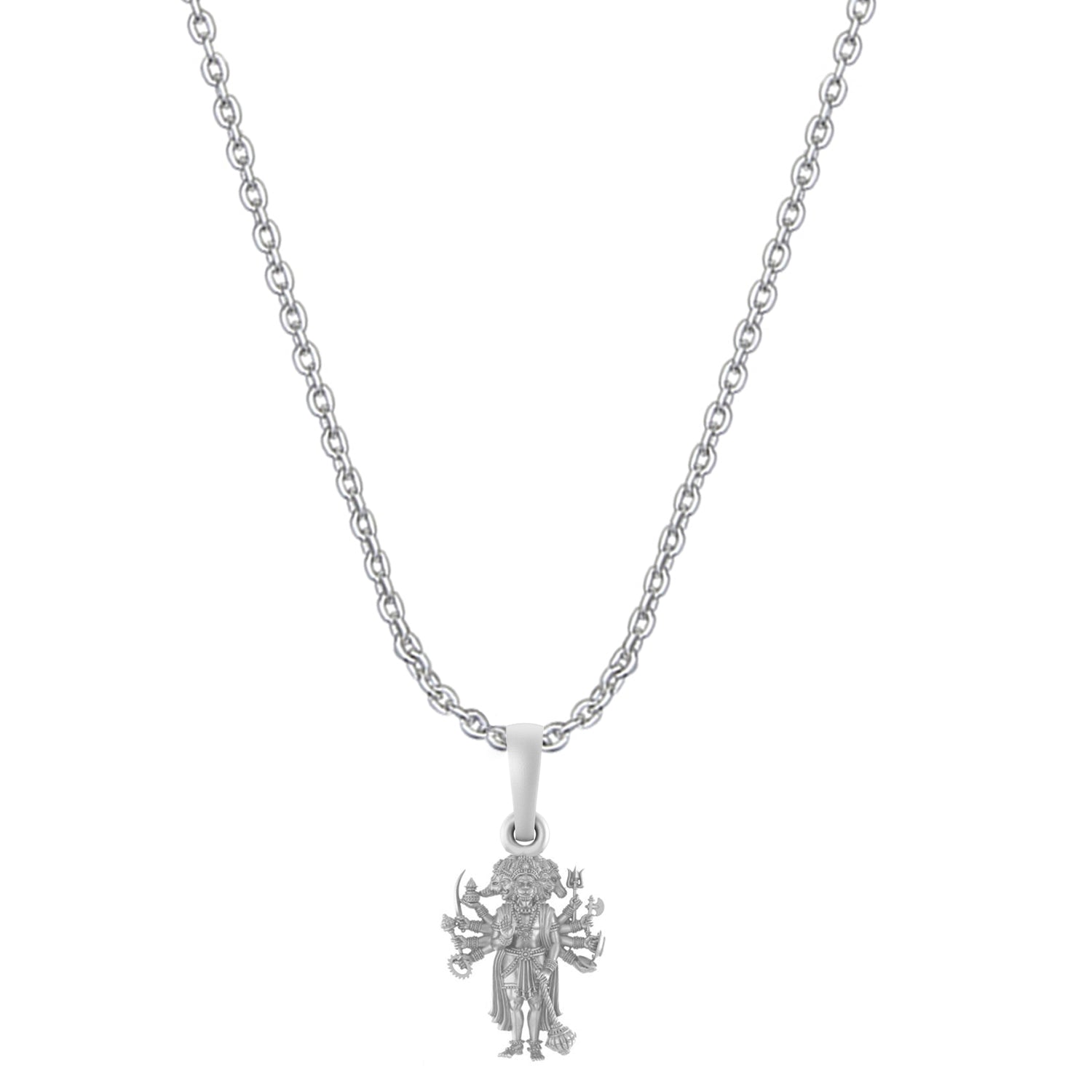 Akshat Sapphire Sterling Silver (92.5% purity) God Panchmukhi Hanuman Chain Pendant (Pendant with Anchor Chain- 22 inches) for Men & Women Pure Silver Lord Panchmukhi Hanuman Chain Locket for Good Health & Wealth
