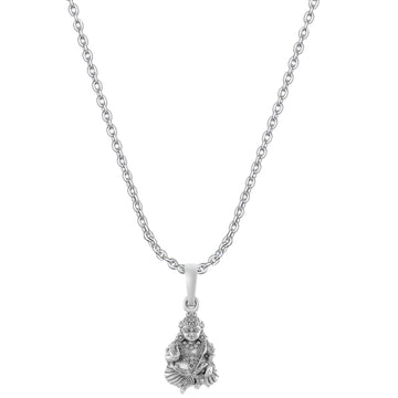 Akshat Sapphire Sterling Silver (92.5% purity) God Kuber Chain Pendant (Pendant with Anchor Chain-22 inches) for Men & Women Pure Silver Lord Kubera Chain Locket for Good Health & Wealth