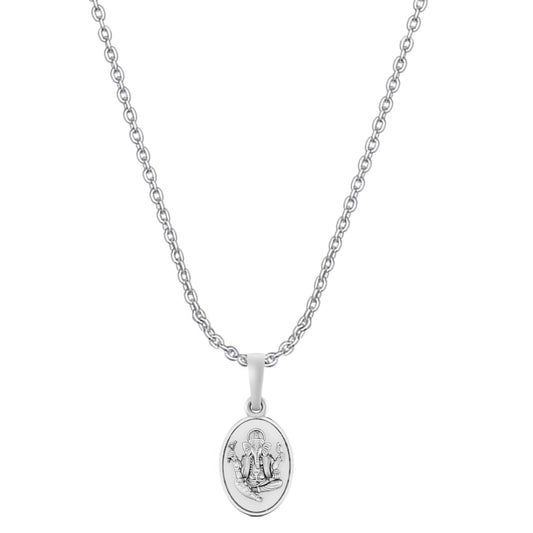 Akshat Sapphire Sterling Silver (92.5% purity) God Ganesha Chain Pendant (Pendant with Anchor Chain-22 inches) for Men & Women Pure Silver Lord Ganapathy Chain Locket for Good Health & Wealth