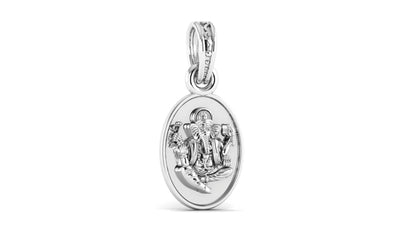 Akshat Sapphire Sterling Silver (92.5% purity) God Ganesha Chain Pendant (Pendant with Anchor Chain-22 inches) for Men & Women Pure Silver Lord Ganapathy Chain Locket for Good Health & Wealth