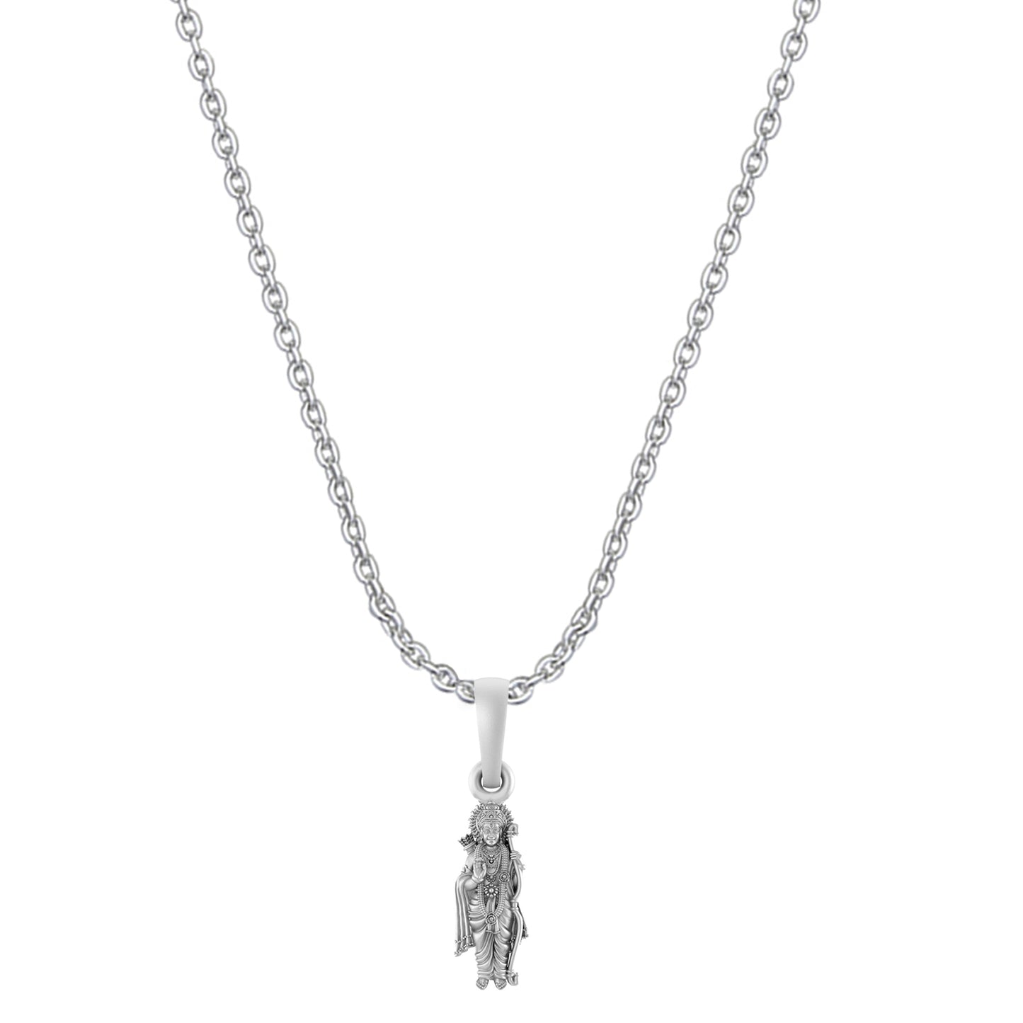 Akshat Sapphire Sterling Silver (92.5% purity) God Ram Ji chain Pendant (Pendant with Anchor Chain-22 inches) for Men & Women Pure Silver Bhagwan Shri Ram Locket for Good Health & Wealth
