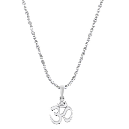 Akshat Sapphire Sterling Silver (92.5% purity) Spiritual OM Chain Pendant (Pendant with Anchor Chain-22 inches) for Men & Women Pure Silver Divine OM Chain Locket for Health & Wealth