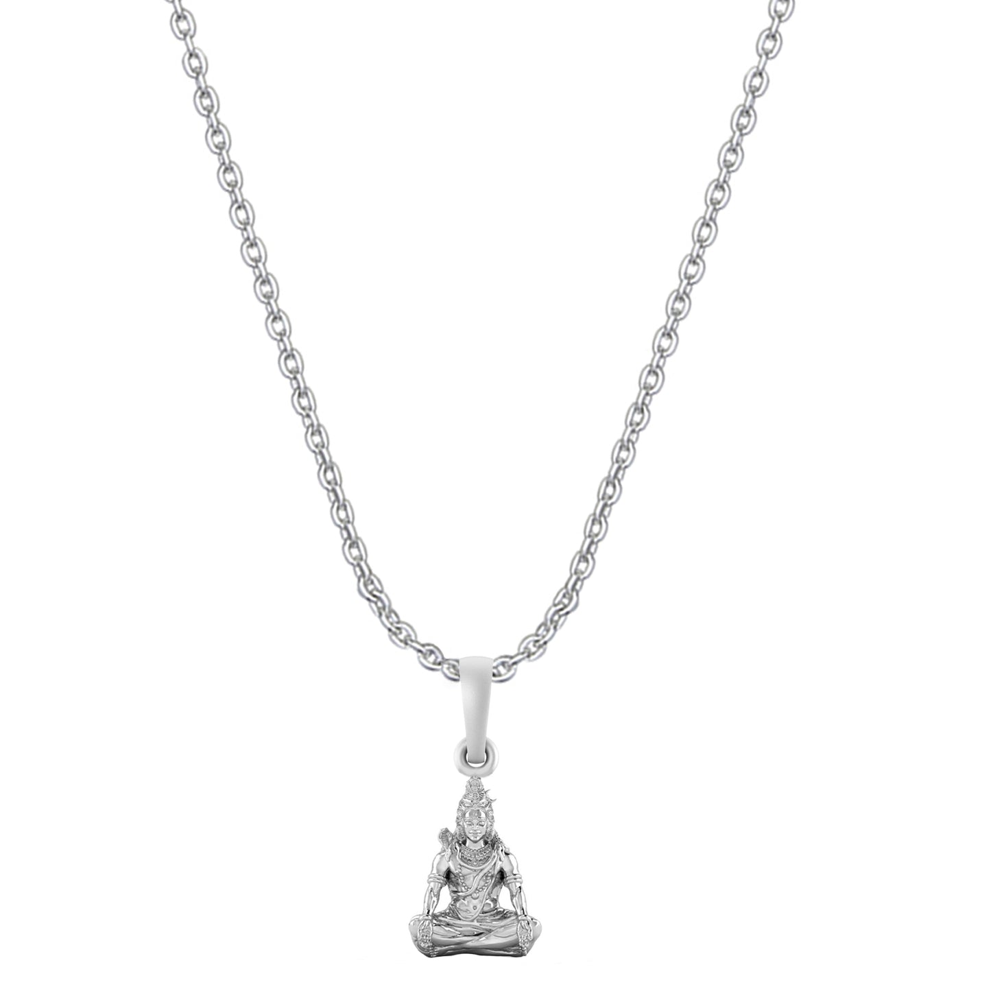 Akshat Sapphire Sterling Silver (92.5% purity) God Shiva Chain Pendant (Pendant with Anchor Chain-22 inches) for Men & Women Pure Silver Lord Shiv Chain Locket for Good Health & Wealth