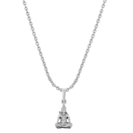Akshat Sapphire Sterling Silver (92.5% purity) God Shiva Chain Pendant (Pendant with Anchor Chain-22 inches) for Men & Women Pure Silver Lord Shiv Chain Locket for Good Health & Wealth