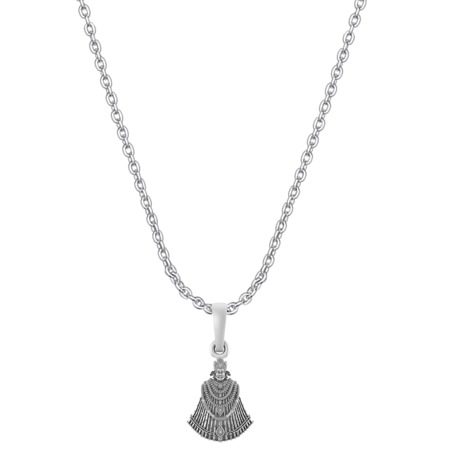 Akshat Sapphire Sterling Silver (92.5% purity) God Baba Khatu Shyam Chain Pendant (Pendant with Anchor Chain-22 inches) for Men & Women Pure Silver Lord Baba Khatu Shyam Chain Locket for Good Health & Wealth