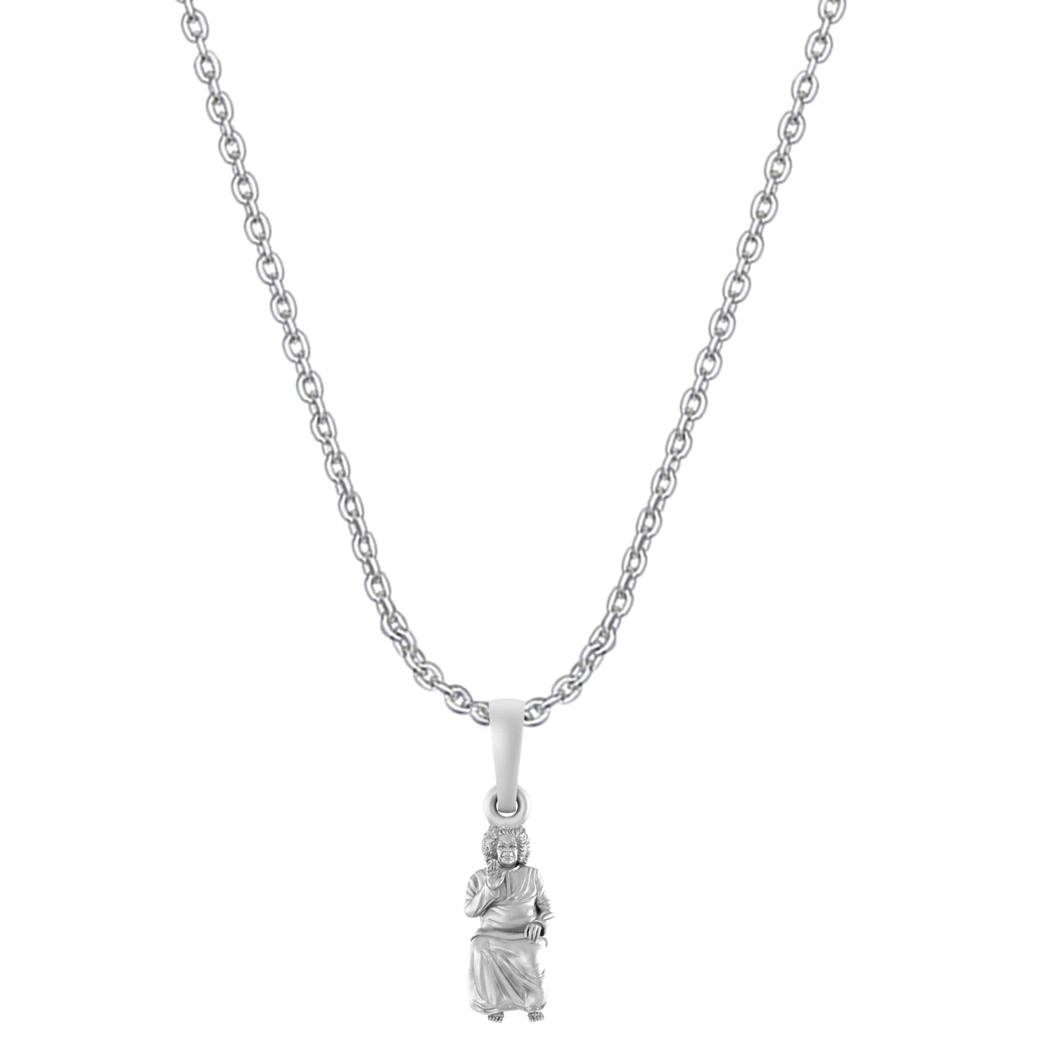 Akshat Sapphire Sterling Silver (92.5% purity) Spiritual Sathya Sai baba Chain Pendant (Pendant with Anchor Chain-22 inches) for Men & Women religious Chain Locket for Good Health & Wealth