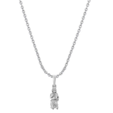 Akshat Sapphire Sterling Silver (92.5% purity) Spiritual Sathya Sai baba Chain Pendant (Pendant with Anchor Chain-22 inches) for Men & Women religious Chain Locket for Good Health & Wealth