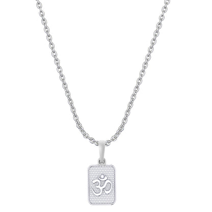 Akshat Sapphire Sterling Silver (92.5% purity) Spiritual OM Chain Pendant (Pendant with Anchor Chain-22 inches) for Men & Women Pure Silver Divine OM Chain Locket for Health & Wealth
