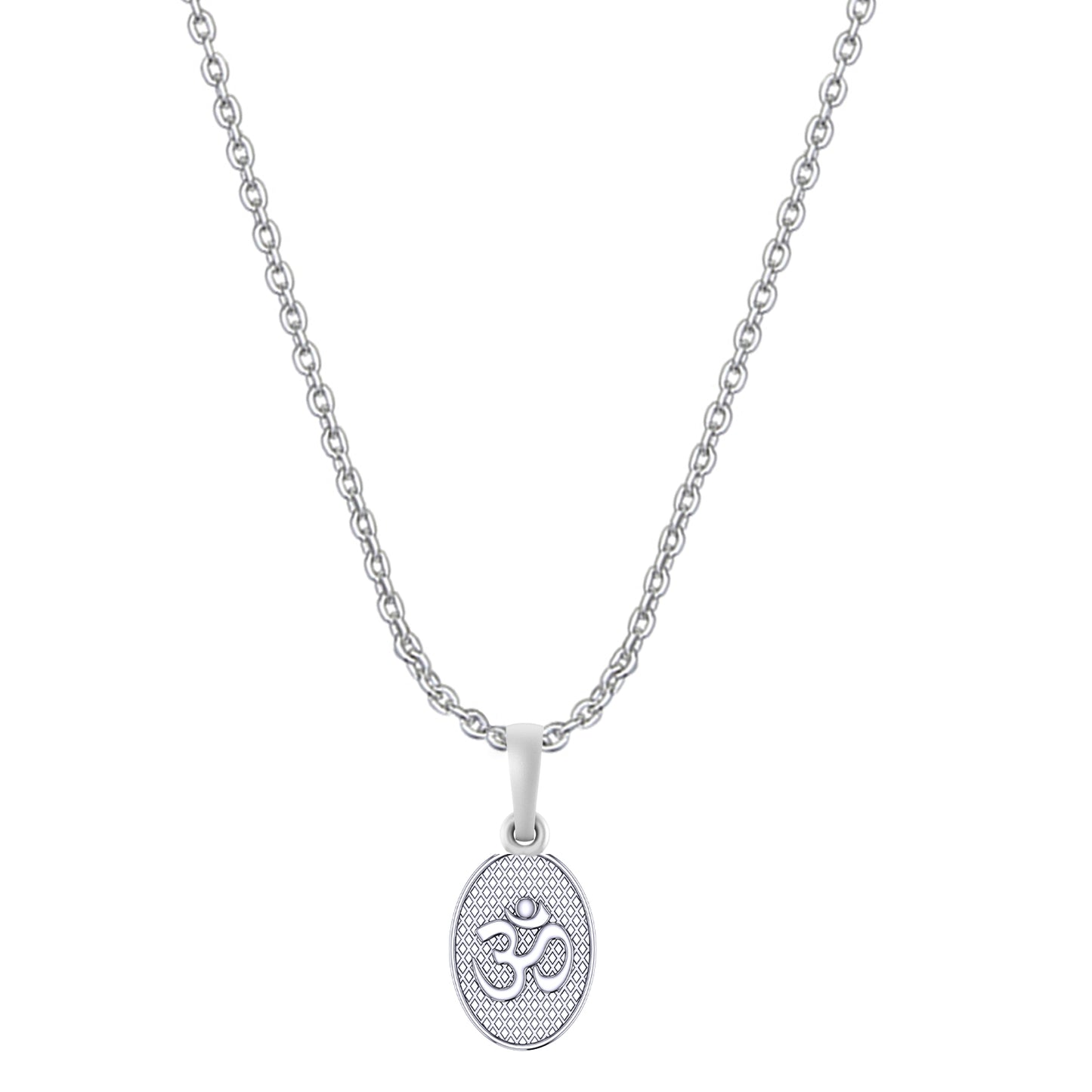 Akshat Sapphire Sterling Silver (92.5% purity) Spiritual OM Chain Pendant (Pendant with Anchor Chain-22 inches) for Men & Women Pure Silver Divine OM Chain Locket for Health & Wealth