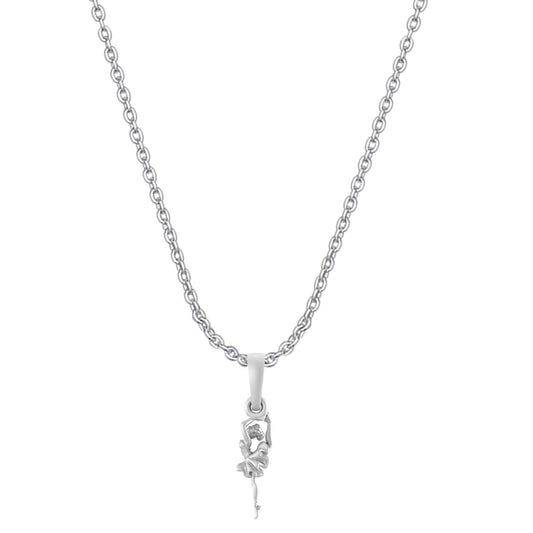 Akshat Sapphire Sterling Silver (92.5% purity) Stylish and Fashionable Happy Dancing girl Chain Pendant (Pendant with Anchor Chain-22 inches) for Men & Women Pure Silver gorgeous dancing girl Chain Locket for Happiness and joy