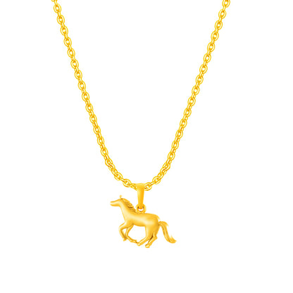 22KT Gold Plated Sterling Silver (92.5% Purity) Pure Silver Strength Symbolic Horse Chain Pendant (Locket with Anchor Chain-22 inches) for Men & Women