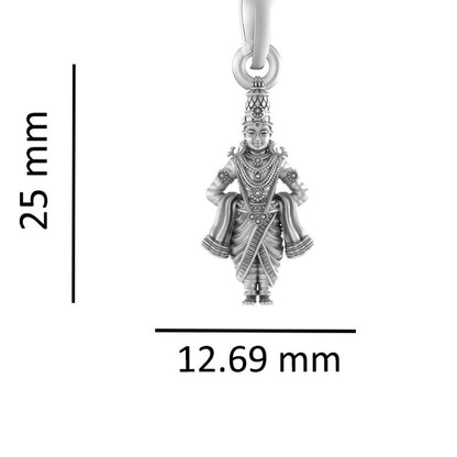 Akshat Sapphire Sterling Silver (92.5% purity) God Vitthal Chain Pendant (Pendant with Anchor Chain-22 inches) for Men & Women Pure Silver Lord Vitthal Chain Locket for Good Health & Wealth