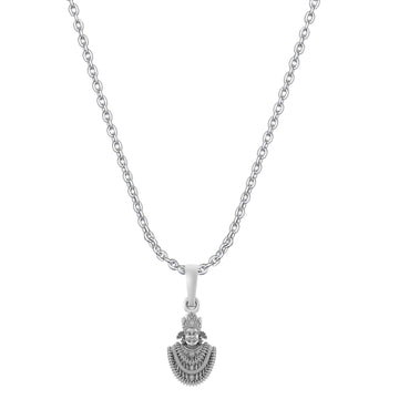 Akshat Sapphire Sterling Silver (92.5% purity) God Baba Khatu Shyam Chain Pendant (Pendant with Anchor Chain- 22 inches) for Men & Women Pure Silver Lord Baba Khatu Shyam Chain Locket for Good Health & Wealth