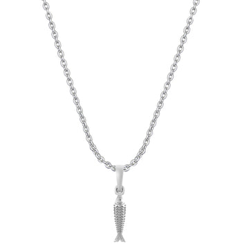 Akshat Sapphire Sterling Silver (92.5% purity) Stylish and Fashionable Fish Chain Pendant  (Pendant with Anchor Chain-22 inches) for Men & Women Pure Silver Fish Chain Locket for Happiness and joy