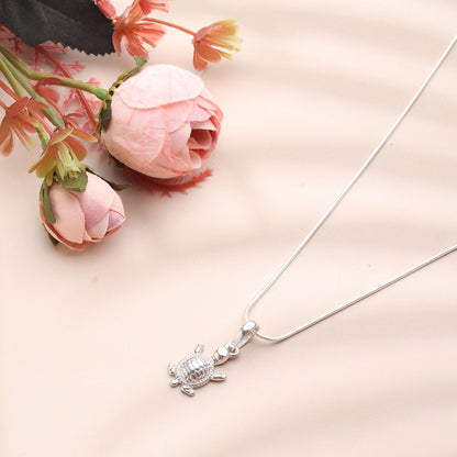 Akshat Sapphire Sterling Silver (92.5% purity) Prosperity and Piece Symbolic Tortoise Chain Pendant (Pendant with Anchor Chain-22 inches) for Men & Women Pure Silver Turtle Chain Locket for Piece and prosperity
