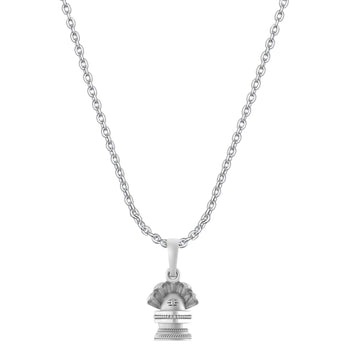 Akshat Sapphire Sterling Silver (92.5% purity) God Shivling Chain Pendant (Pendant with Anchor Chain-22 inches) for Men Pure Silver Lord Shiva Linga Chain Locket for Good Health & Wealth