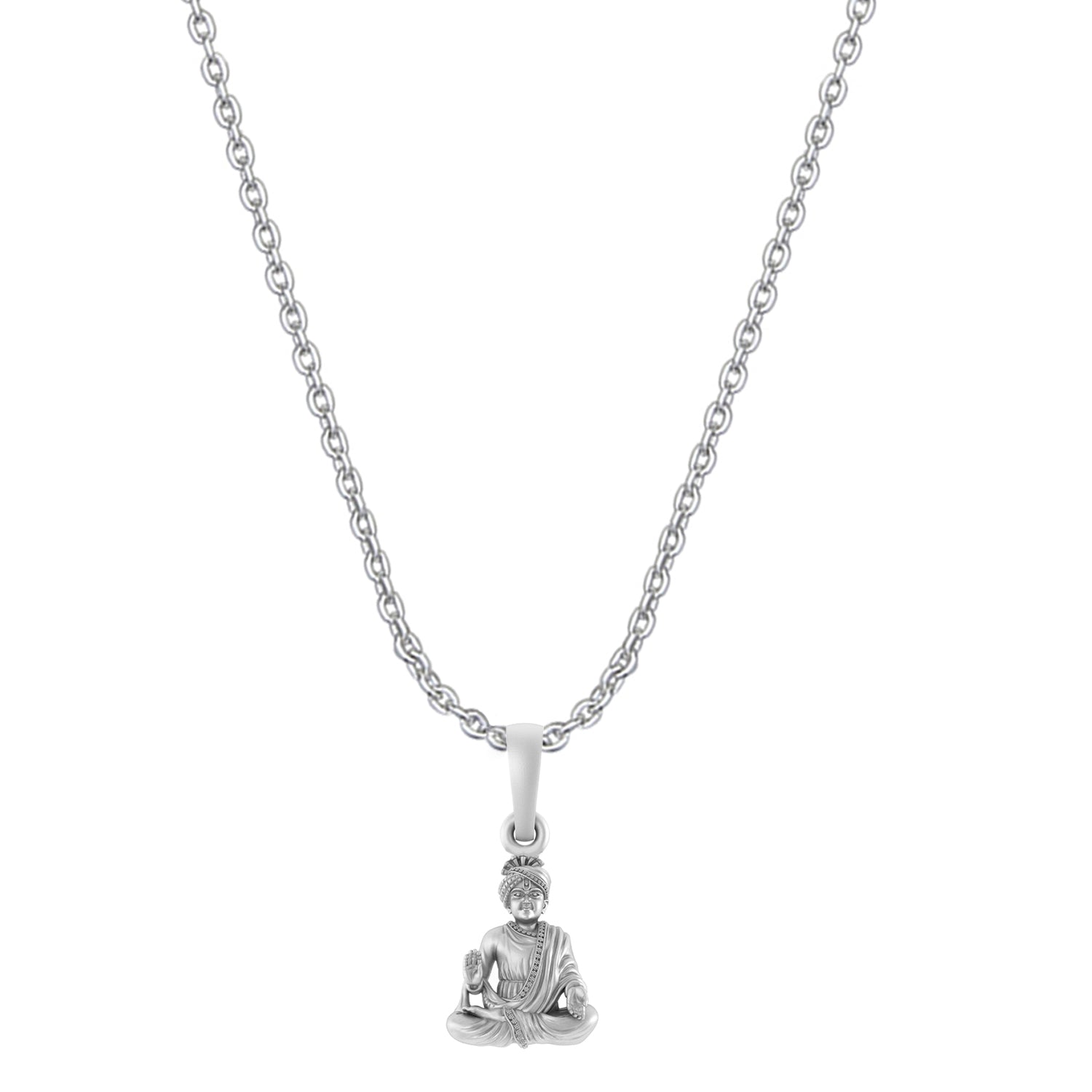 Akshat Sapphire Sterling Silver (92.5% purity) God Swaminarayan Chain Pendant (Pendant with Anchor Chain-22 inches) for Men & Women Pure Silver Swaminarayan Chain Locket for Good Health & Wealth