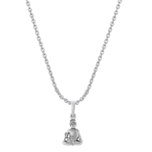 Akshat Sapphire Sterling Silver (92.5% purity) God Swaminarayan Chain Pendant (Pendant with Anchor Chain-22 inches) for Men & Women Pure Silver Swaminarayan Chain Locket for Good Health & Wealth