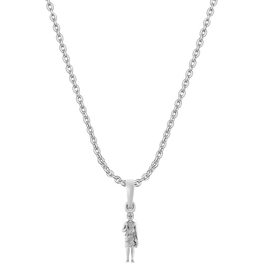 Akshat Sapphire Sterling Silver (92.5% purity) God Swaminarayan Chain Pendant (Pendant with Anchor Chain-22 inches) for Men & Women Pure Silver Swaminarayan Chain Locket for Good Health & Wealth