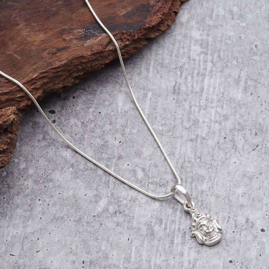 God Durga Maa Pure Silver 92.5% purity Chain pendant by Akshat Sapphire Durga Maa Pendant (Pendant with Anchor Chain-22 inches)