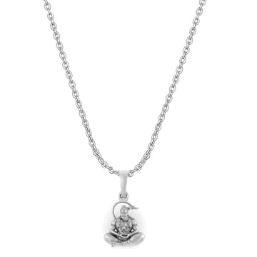 God Hanuman Chain Pendant (Pendant with Anchor Chain- 22 inches) for Men & Women Pure Silver Lord bajrang bali Chain Locket for Good Health & Wealth