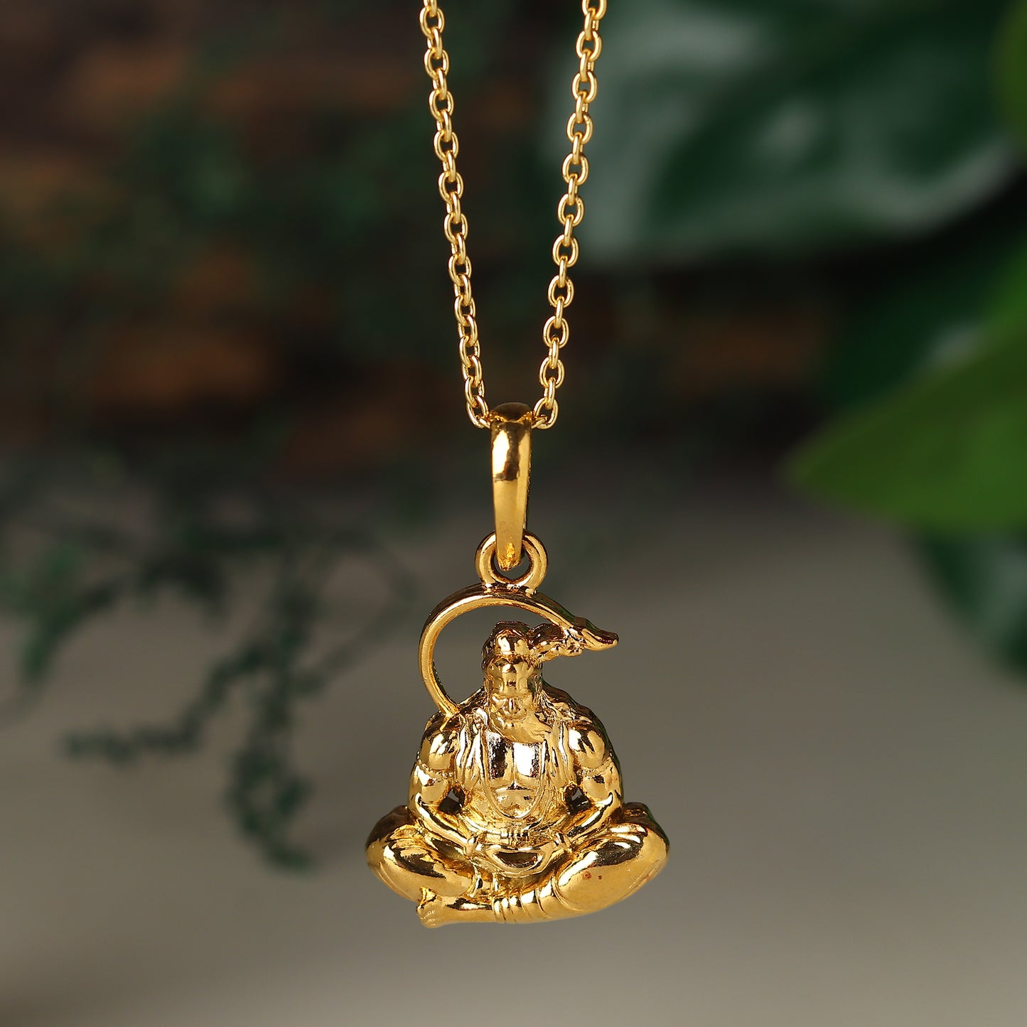 22KT Gold Plated God Hanuman Chain Pendant (Locket with Anchor Chain- 22 inches) for Men & Women