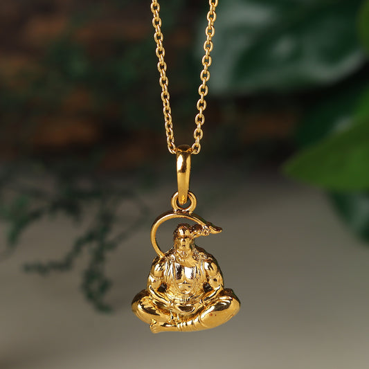22KT Gold Plated God Hanuman Chain Pendant (Locket with Anchor Chain- 22 inches) for Men & Women
