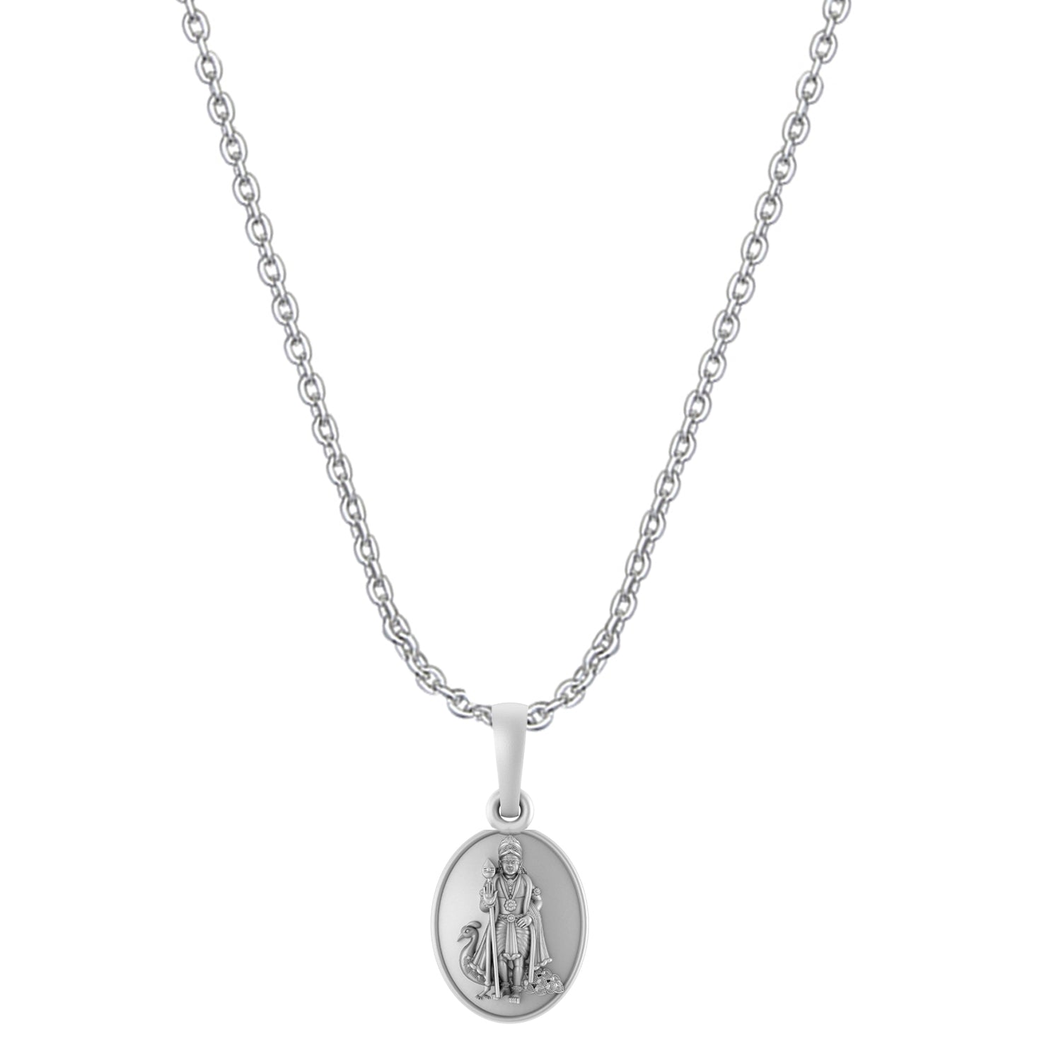 God Kartikeya Pure Silver 92.5% purity Chain pendant by Akshat Sapphire Murugan Pendant (Pendant with Anchor Chain-22 inches)