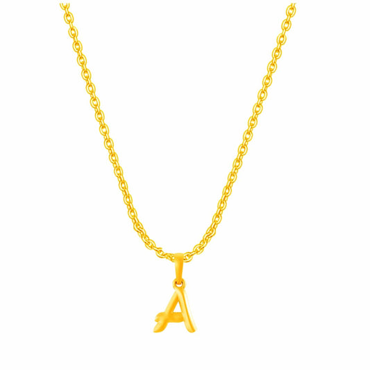 22KT Gold Plated Silver (92.5% purity) precious Name alphabet chain pendant (Pendnat with Anchor/Cable chain- 22 Inches) pure silver designer alphabet chain locket