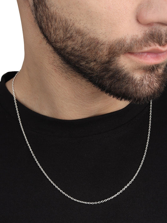 Akshat Sapphire Sterling Silver (92.5% purity) precious Name alphabet chain pendant (Pendnat with Anchor/Cable chain- 22 Inches) pure silver designer alphabet chain locket
