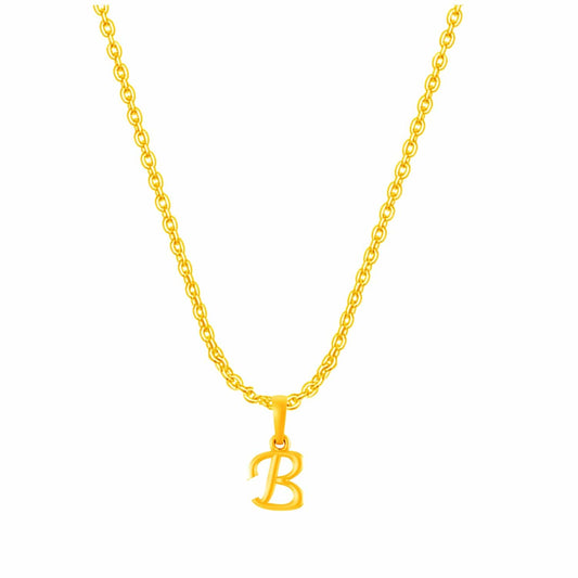 22KT Gold Plated Silver (92.5% purity) precious Name alphabet chain pendant (Pendnat with Anchor/Cable chain- 22 Inches) pure silver designer alphabet chain locket