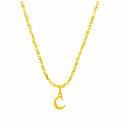 22KT Gold Plated Pure Silver (92.5% purity) precious Name alphabet chain pendant (Locket with Anchor chain- 22 Inches)